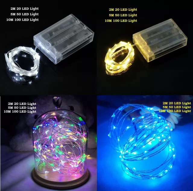 LED String Fairy Lights Copper Wire Battery Powered Waterproof 20/50/100 LED USA