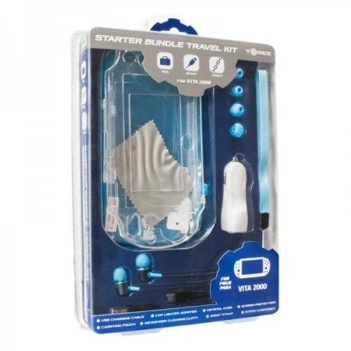 NEUF pochette pack PSP SLIM playstation chargeur film écran coque bleu
