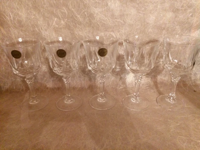 5 VERRES à VIN AUTEUIL  Cristal d'Arques