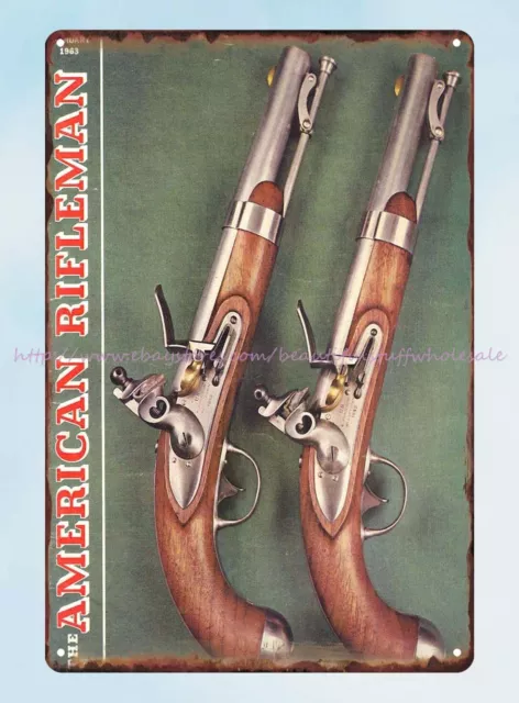 art poster sale American Riflemen 1963 magazine cover ammo gun firearms tin sign