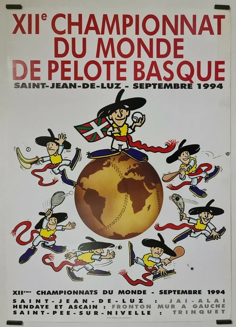 XIIE CHAMPIONNAT DU monde de pelote Basque 1994 Affiche Originale Sport