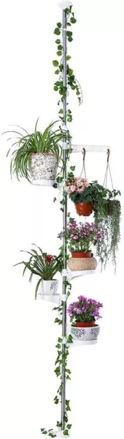 Baoyouni 5-Tier Tension Rod Plant Holder Pole Flower Display Stand Rack StainleA