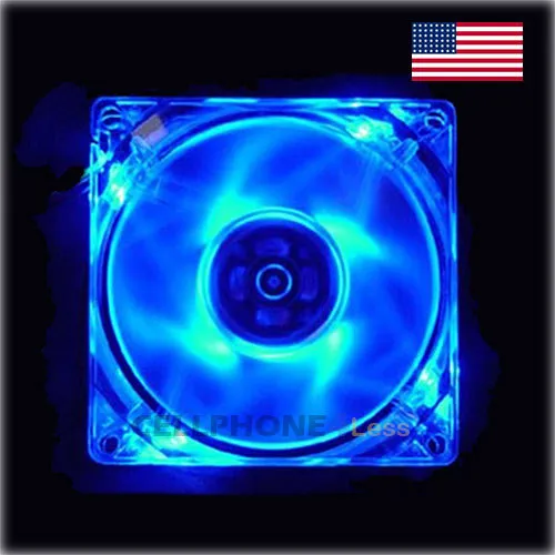 80mm Computer PC Clear Case Cooling Fan With LED - Blue