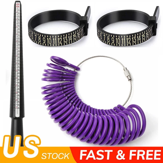 RING SIZE STICK Mandrel Finger Gauge Ring Sizer Set Measuring Sizes