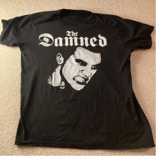 Vintage The Damned Band Black Tee Shirt, Music Rock Band Shirt LAN4915