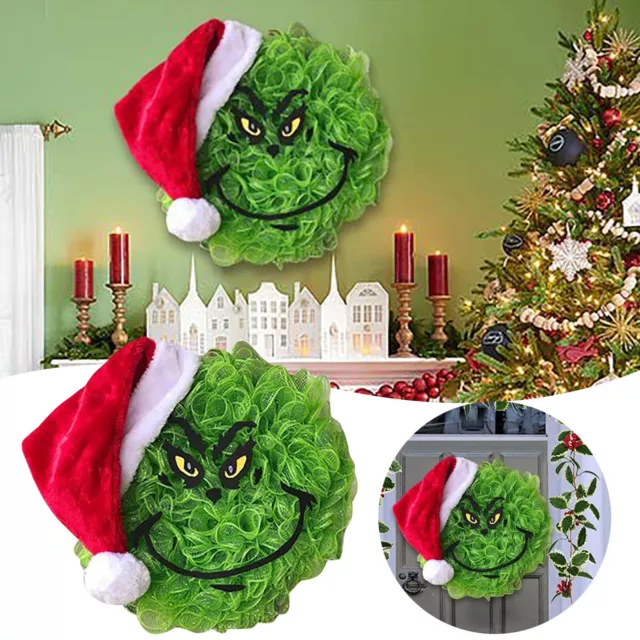 2024 CHRISTMAS GRINCH Front Door Home Wreath Christmas Garland Party