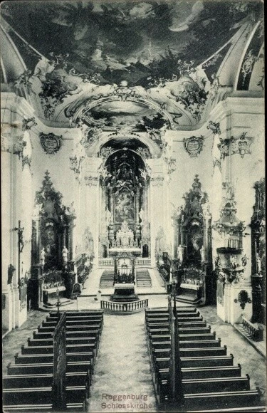 Ak Roggenburg Schwaben Bayern, Inneres d. Schlosskirche - 3400085