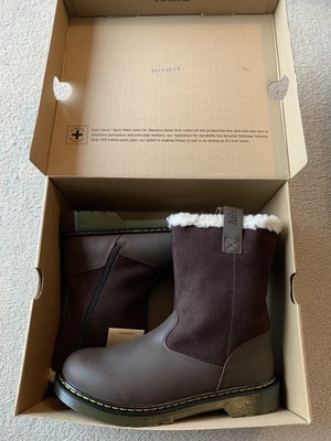 DR MARTENS BROWN Juney Faux Fur Lined 