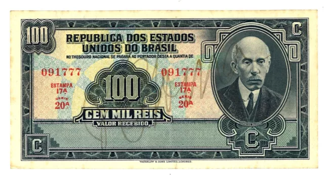 Brazil banknote 100 mil reis 1936 - P71 - F  -  AU / UNC