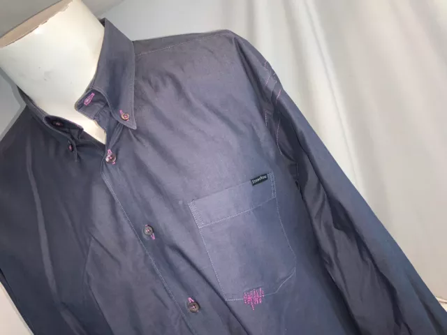 Stone Rose Flip Cuff Shirt XL Men Gray Purple Cotton LNWOT YGI E0-392 3