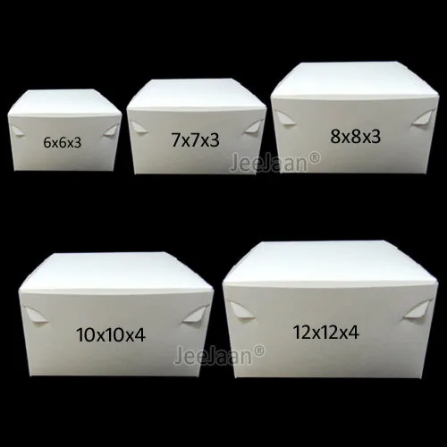 White Cake Boxes! Fold Flat | Pastry/Birthday/Dessert/Cupcake/Bakery/Wedding/Box