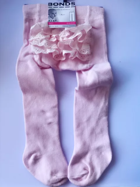 NEW Girl Kids Baby Bonds Pink Bottom Frilly lace Warm Tights Stockings 6-12month