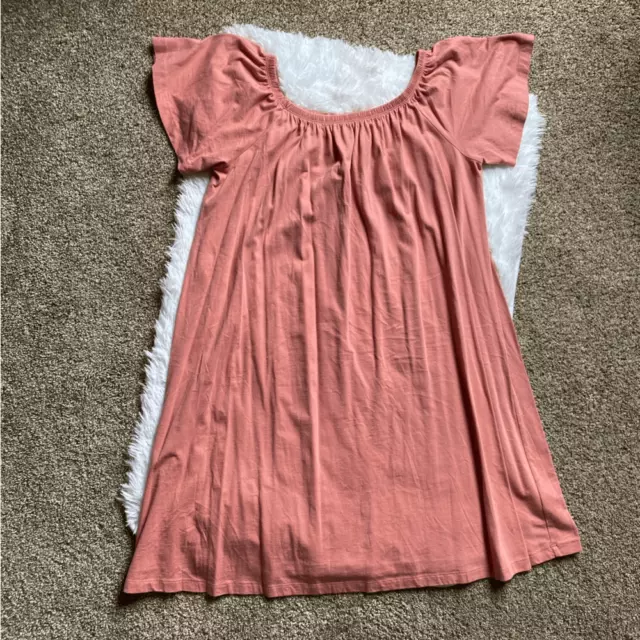 ASOS Dress Off the Shoulder Pink Cotton Flowy Women’s Size 16 Short Sleeve