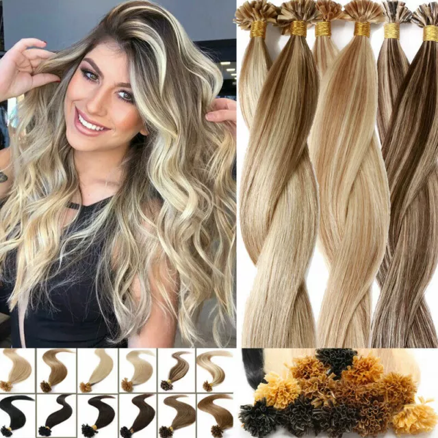 Pre bonded Keratin U-Tip Remy Human Hair Extensions Nail Tip Hair Salon Quality