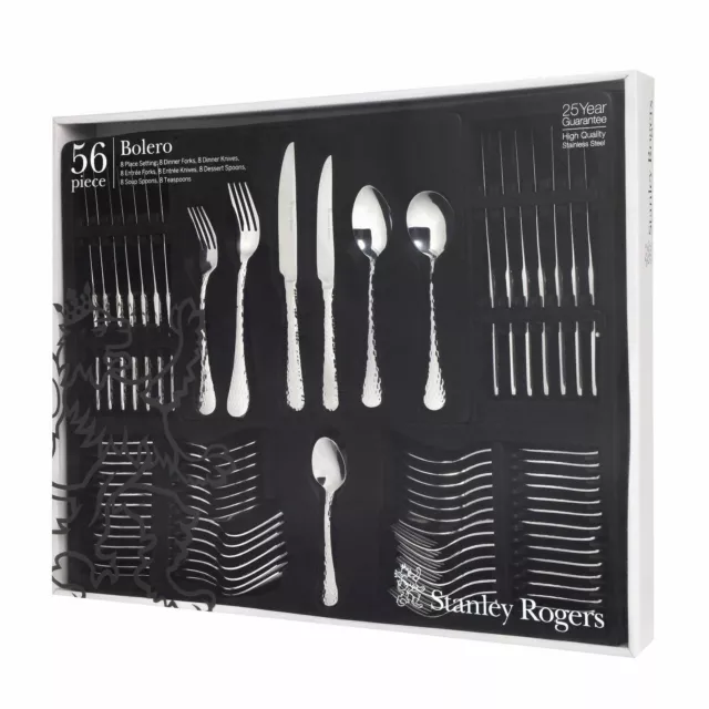 NEW STANLEY ROGERS 56 PIECE BOLERO CUTLERY GIFT BOXED SET Fork Knife Spoon