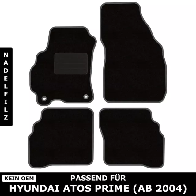 Für Hyundai Atos Prime MX 2003-2014 - Fußmatten Nadelfilz 4tlg Schwarz