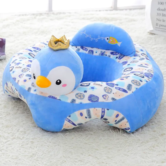 Cartoon Baby Arm Chair Antiskid No Filler for Children Gift (Crowned Penguin) #F