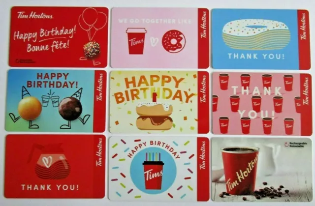 Tim Hortons Canada - Unused Gift Cards - Happy Birthday etc - Pick Your Own Card