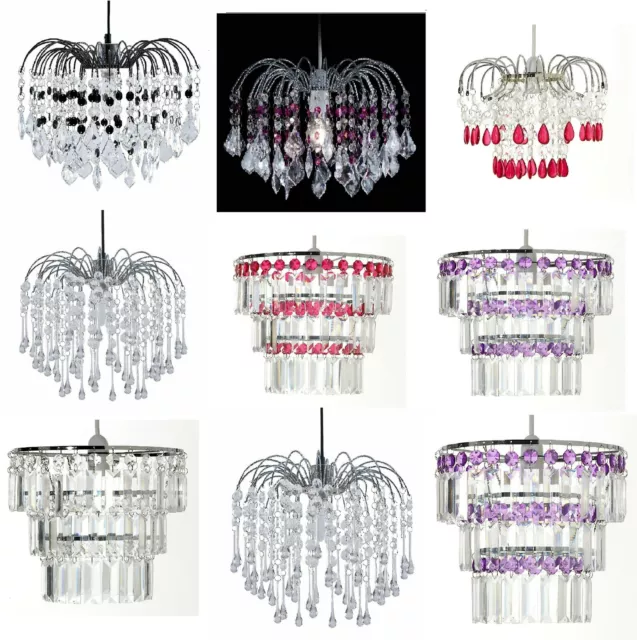 Chandelier Acrylic Crystal Light Shades Droplet Ceiling Pendant Lampshade Beads