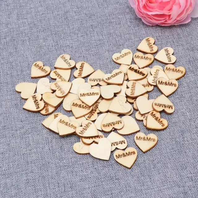 50 Heart Wooden Ornaments DIY Wedding Embellishments