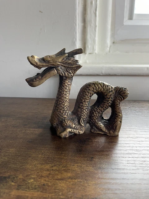 Vintage Brass Dragon Sculpture