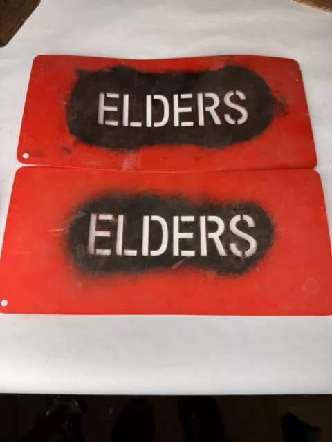 Vintage Wool Bale Packing Crate Stencils Pair Elders Advertising