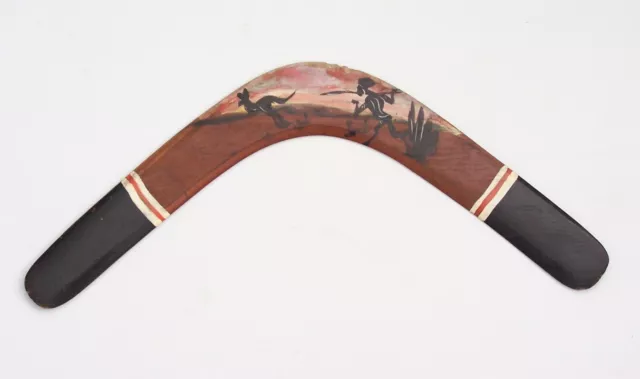 GENUINE VINTAGE 45cm AUSTRALIAN ABORIGINAL HAND-PAINTED WOODEN BOOMERANG ART