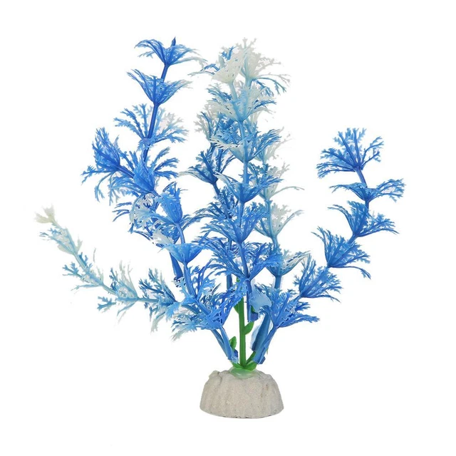 Simulación Plástico Hierba de Agua Plantas Falsas Copo de Nieve Decoración de Acuario (azul)
