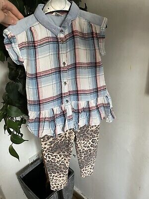 girls age 2-3 years river island outfit set shirt and leggings (b)