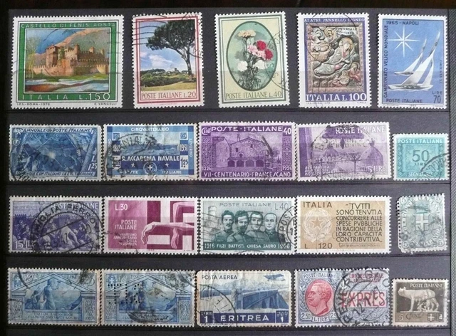 ITALIE - LOT DE TIMBRES OBLITERES - 2 photos