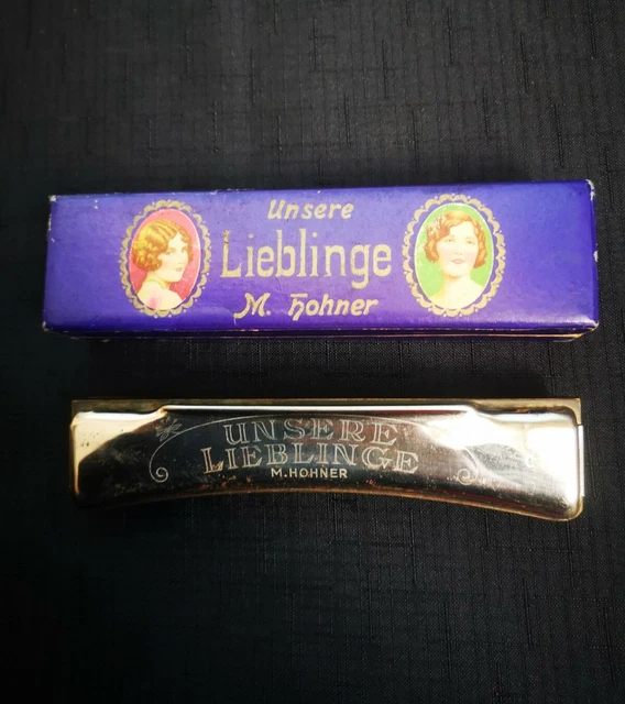 Ancien Vintage Harmonica UNSERE LIEBLINGE / M. HOHNER / Boîte Origine