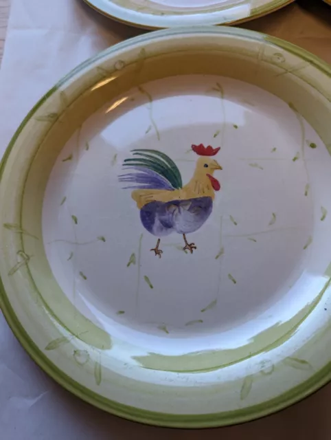 Scotts of Stow Dinner Plates Cockerel Chicken hand painted  Dinner Plate X4 3