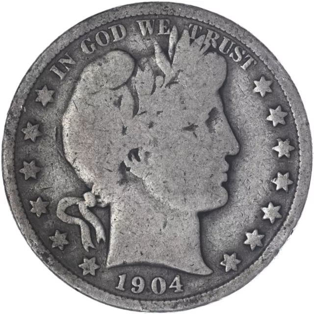 1904 (P) Barber Half Dollar 90% Silver Good GD See Pics A919