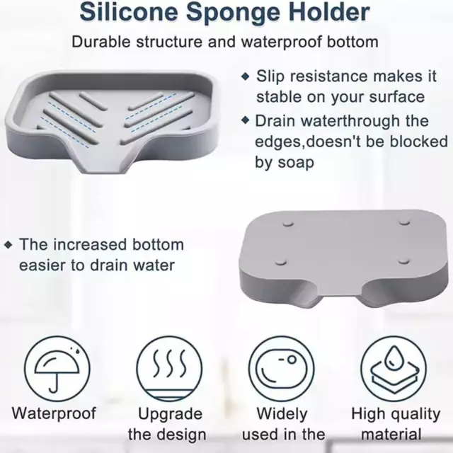 Soap-Drain-Pad-Sink-Silicone-Tray-With-Drain-Soap-Sponge-Storage-Mat-Rack✨w