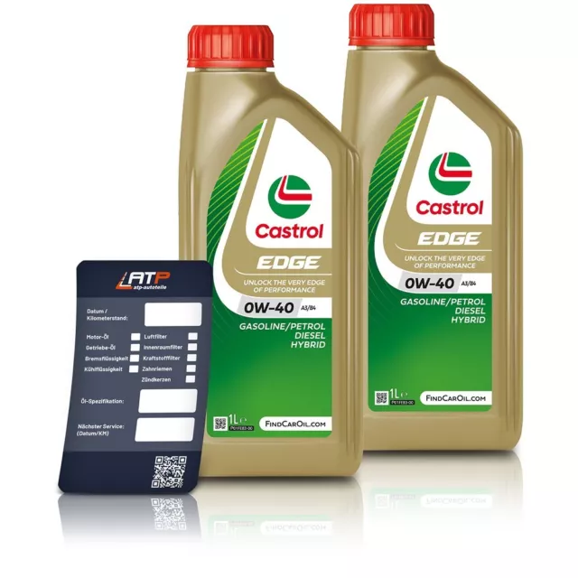 2X 1L Litre 0W-40 Castrol Edge Fluid Titanium Huile De Moteur Acea A3/B3, A3/B4