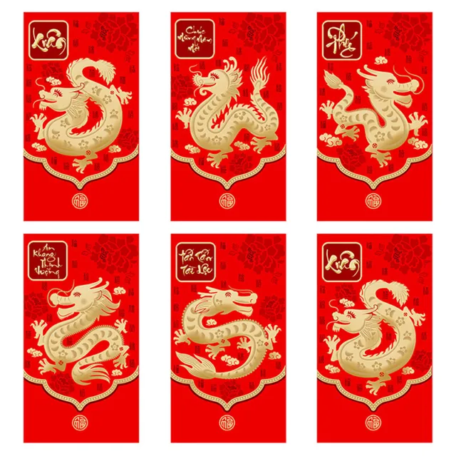 6 pz buste decorative cinese stile cinese rosso nuovo anno pacchetto drago Patt S1