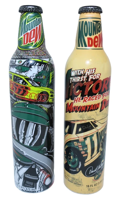 Mountain Dew 16 oz. Aluminum Bottle  Sam Bass & Darrell Limited Nascar Unopened