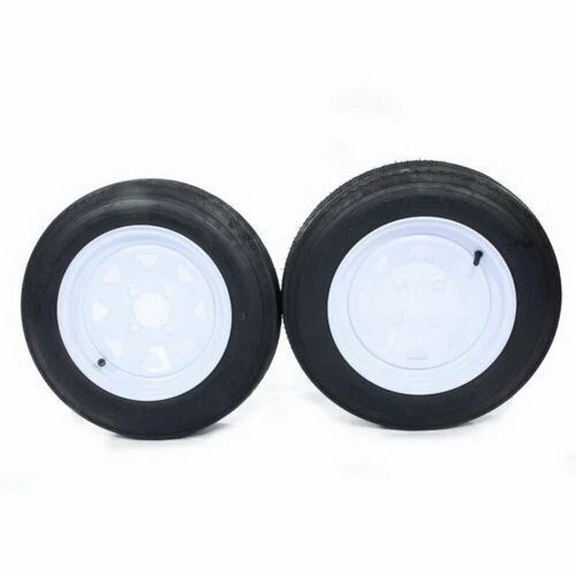 2pcs Trailer Tire On Rim 4.80-12 4.80x12 LRB 4 Lug Hole Bolt White Spoke Wheel