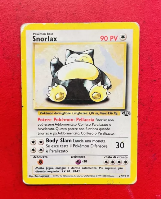 Lotto Carte Pokemon Snorlax 27/64 Jungle Rarissima