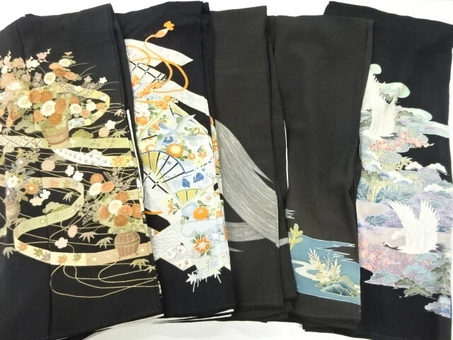 01276# Japanese Kimono / Antique Tomesode / Set Of 5