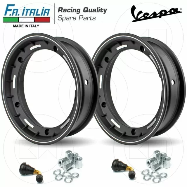 Kit 2 Cerchi In Lega Tubeless Nero Opaco Ruota 3.00/10 Vespa Pk 50 Xl