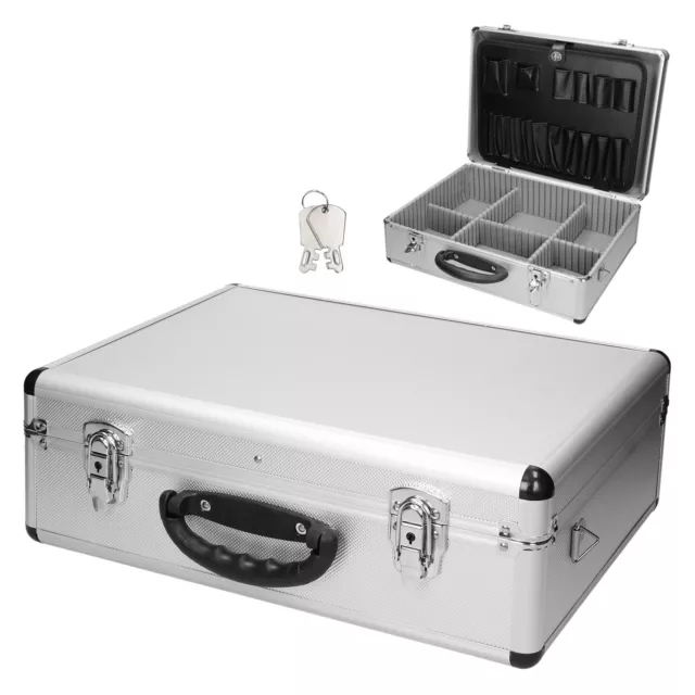 Malette aluminium valise de transport boîte à outils 6 compartiments avec clés