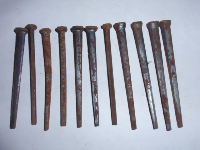 11 Vintage Antique Square Cut Nails 2-1/2 to 2-3/4" NEW Straight nails rusty