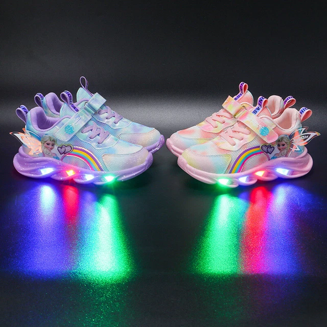 Kids Girls LED Luminous Shoes Flashing Sneakers Children Light Up Trainers Size