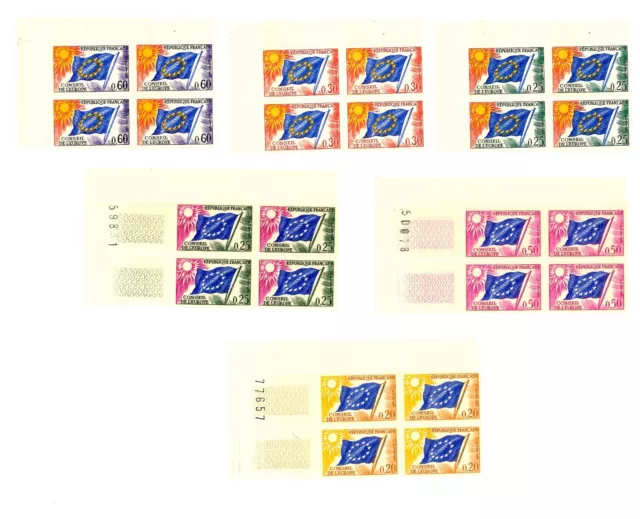 FRANCIA FRANCE 1963-1965 Consiglio d'Europa CONSEIL de l'EUROPE 6 quartine MNH**