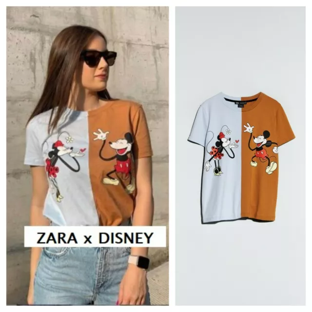 Zara Disney © Mickey Minnie Mouse Split T-Shirt Shirt Tee Top 0085/631