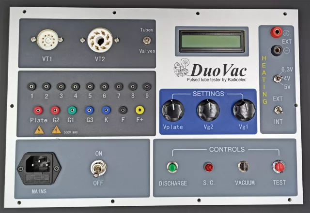 Digital vacuum tube tester KIT, Duokit3 with the front panel