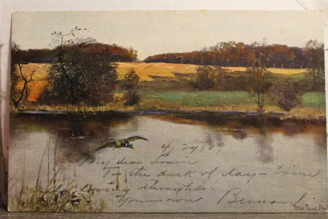Art Lake Bird Field Trees Postcard Old Vintage Card View Standard Souvenir Post