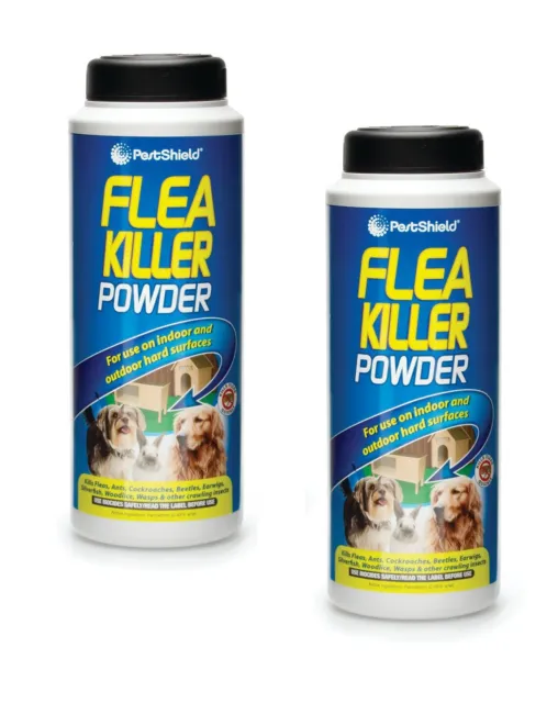 2x PestShield Maximum Coverage Flea and Crawling Bug Killer Powder 200g
