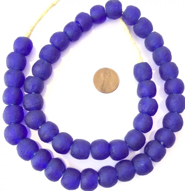 Made in Ghana Krobo Cobalt Blue recycled Glass African trade Beads-Ghana